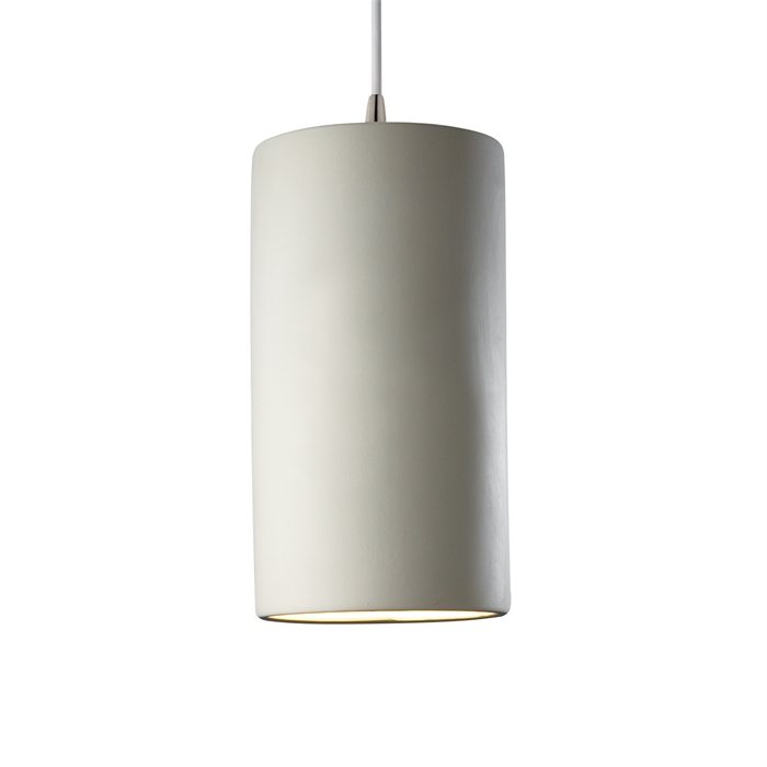 Justice Design Group CER-9625-BIS-CROM-WTCD Large Cylinder Pendant in Bisque
