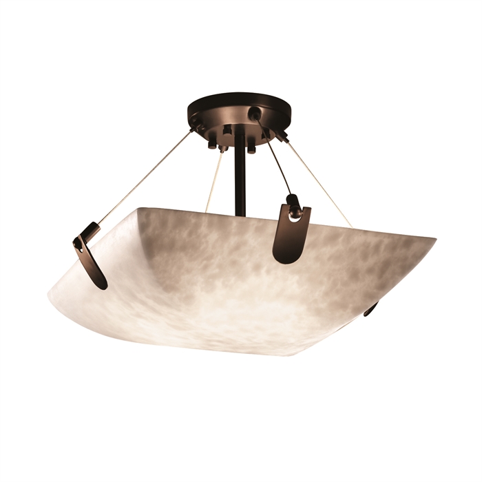 Justice Design Group CLD-9611-25-DBRZ-LED3-3000 18" Semi-Flush Bowl W/ U-Clips - LED in Dark Bronze