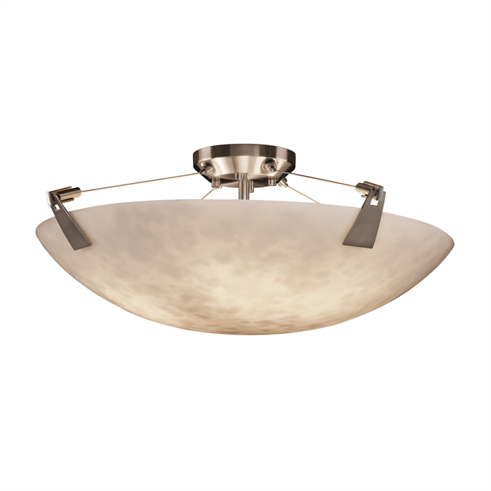 Justice Design Group CLD-9632-35-NCKL-LED5-5000 24" Semi-Flush Bowl W/ Tapered Clips - LED in Brushed Nickel
