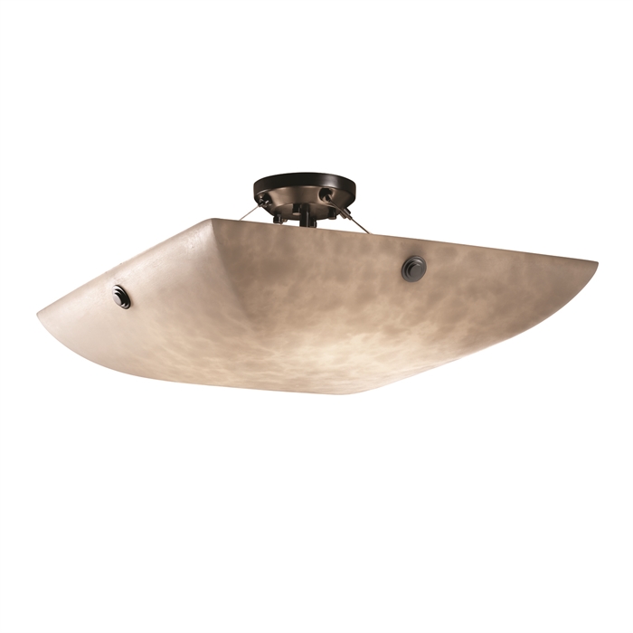 Justice Design Group CLD-9651-25-NCKL-F1-LED3-3000 18" Semi-Flush Bowl W/ PAIR CYLINDRICAL FINIALS - LED in Brushed Nickel