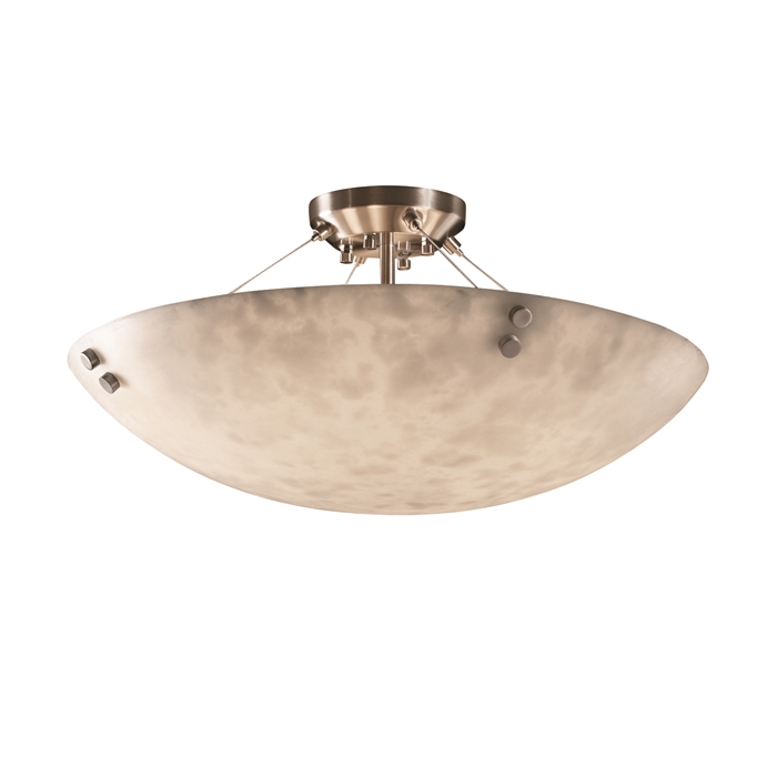 Justice Design Group CLD-9652-35-NCKL-F1-LED5-5000 24" Semi-Flush Bowl W/ PAIR CYLINDRICAL FINIALS - LED in Brushed Nickel