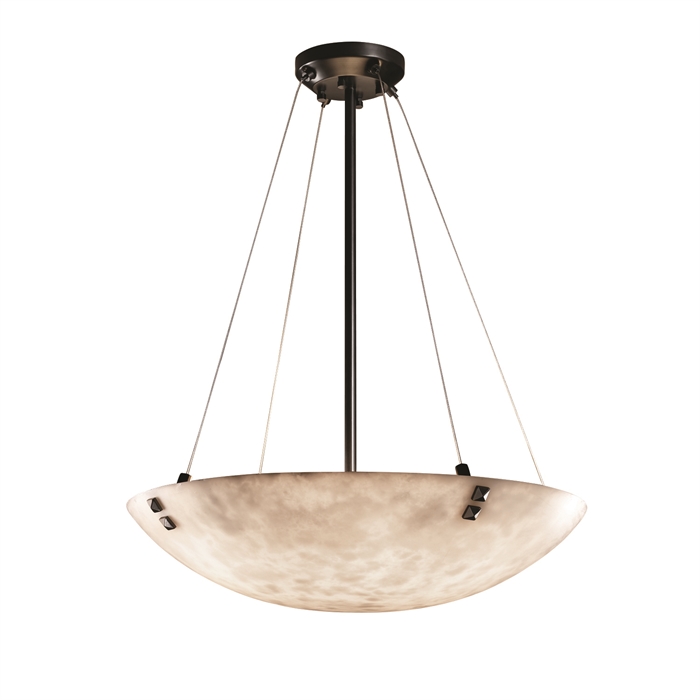 Justice Design Group CLD-9662-35-DBRZ-F1 24" Pendant Bowl W/ Pair Cylindrical Finials in Dark Bronze