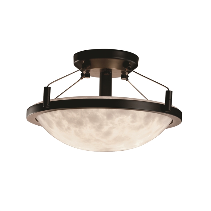 Justice Design Group CLD-9680-35-DBRZ-LED2-2000 14" Round Semi-Flush Bowl W/ Ring - LED in Dark Bronze