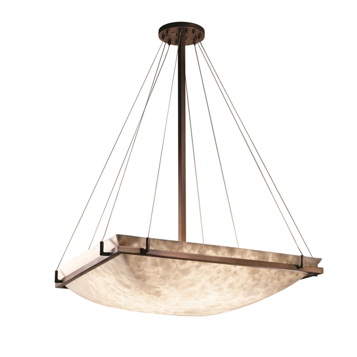 Justice Design Group CLD-9794-25-DBRZ-LED6-6000 36" Square Pendant Bowl W/ Ring - LED in Dark Bronze