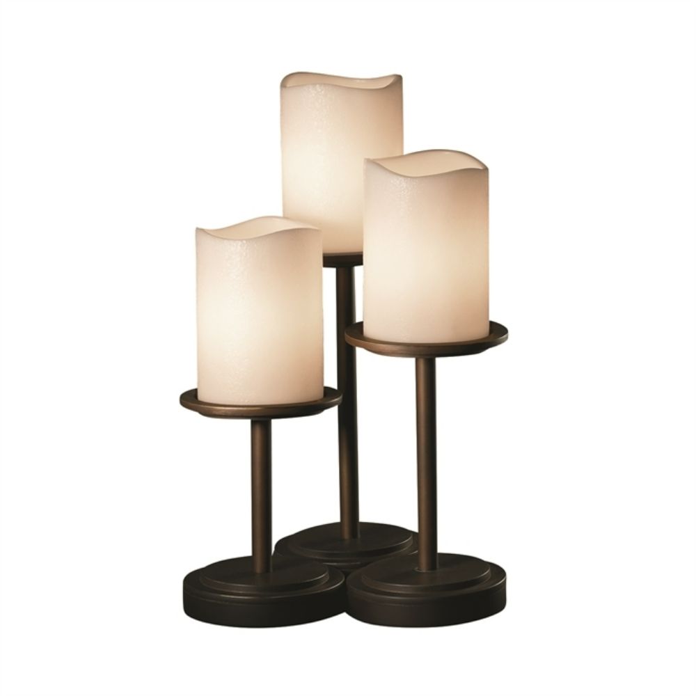 Justice Design Group CNDL-8797-14-CREM-DBRZ Dakota 3-Light Table Lamp in Dark Bronze