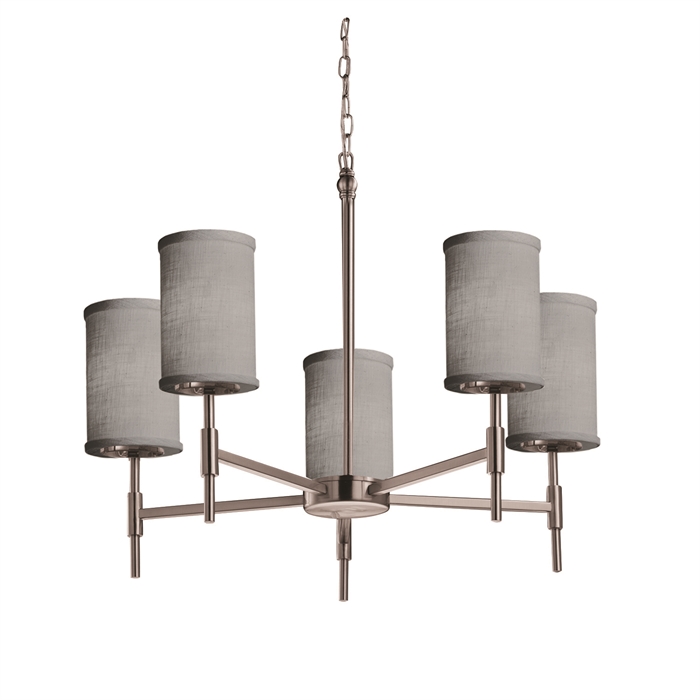 Justice Design Group FAB-8410-10-GRAY-CROM Union 5-Light Chandelier in Polished Chrome