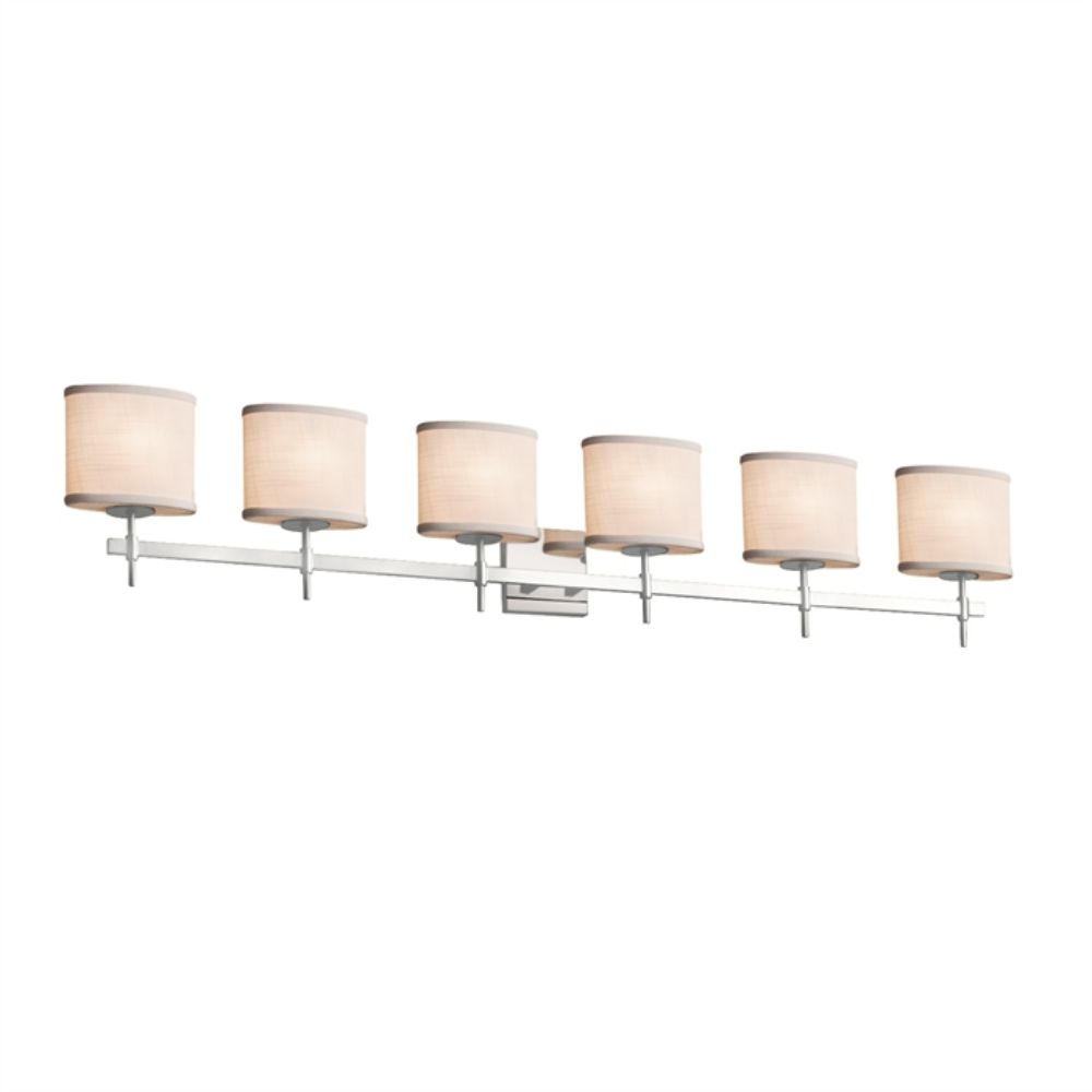 Justice Design Group FAB-8416-30-WHTE-NCKL Union 6-Light Bath Bar in Brushed Nickel