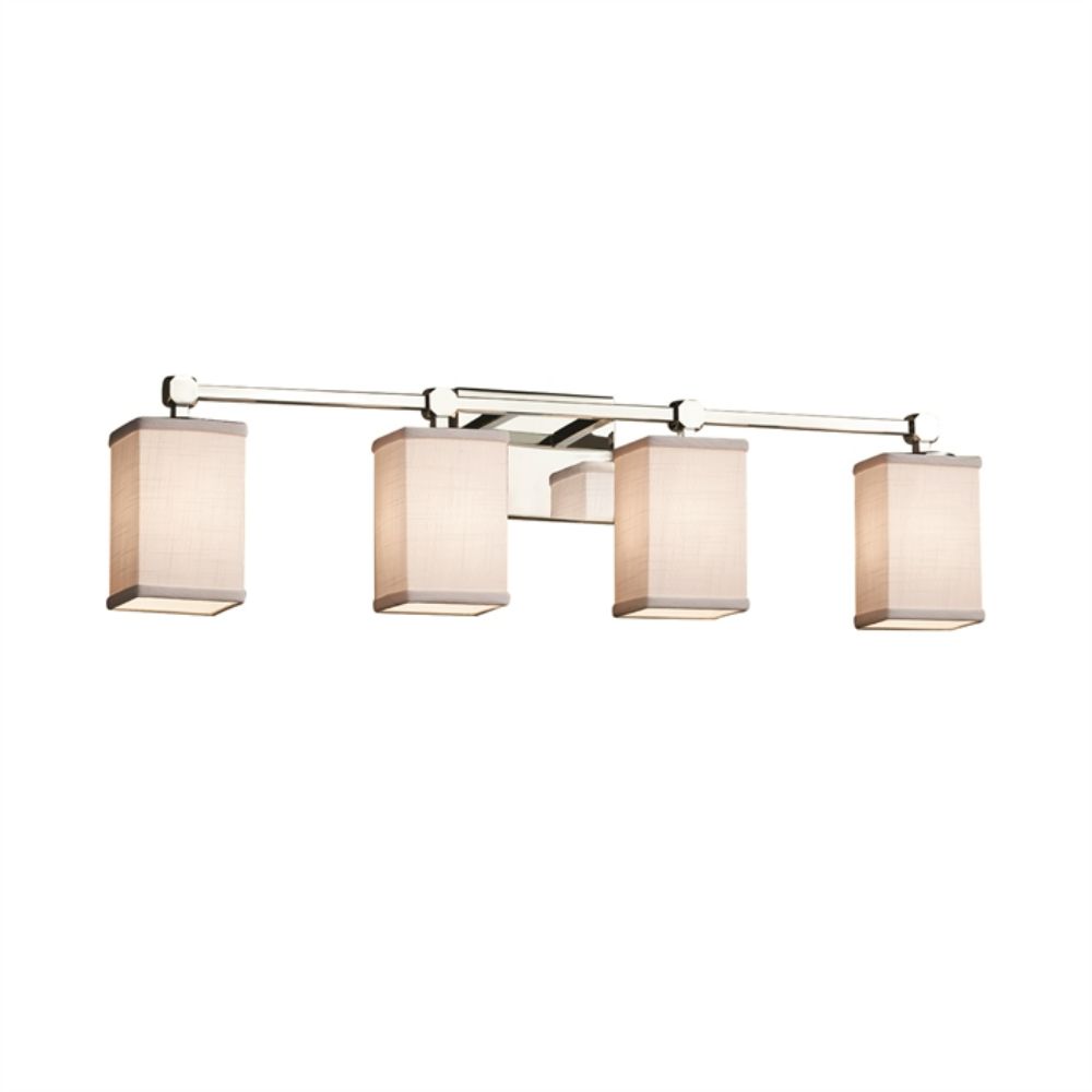 Justice Design Group FAB-8424-15-WHTE-CROM Tetra 4-Light Bath Bar in Polished Chrome