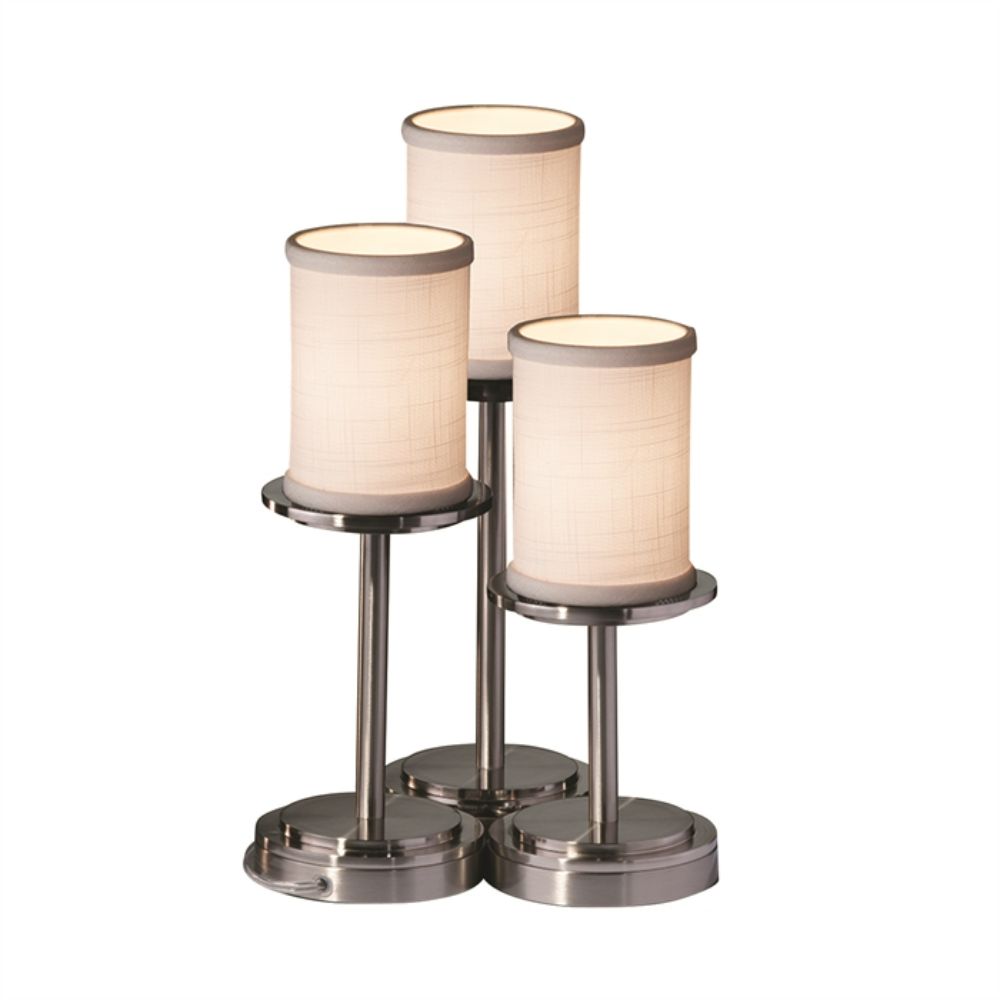 Justice Design Group FAB-8797-10-WHTE-DBRZ Dakota 3-Light Table Lamp in Dark Bronze