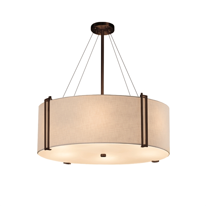 Justice Design Group FAB-9517-WHTE-DBRZ-LED8-5600 Reveal 48" LED Drum Pendant in Dark Bronze