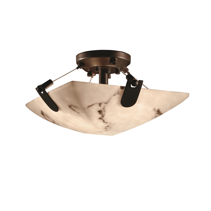 Justice Design Group FAL-9610-25-DBRZ-LED2-2000 14" Semi-Flush Bowl W/ U-Clips - LED in Dark Bronze