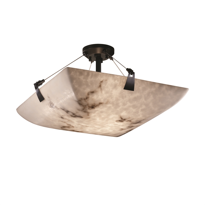 Justice Design Group FAL-9631-25-DBRZ-LED3-3000 18" Semi-Flush Bowl W/ Tapered Clips - LED in Dark Bronze