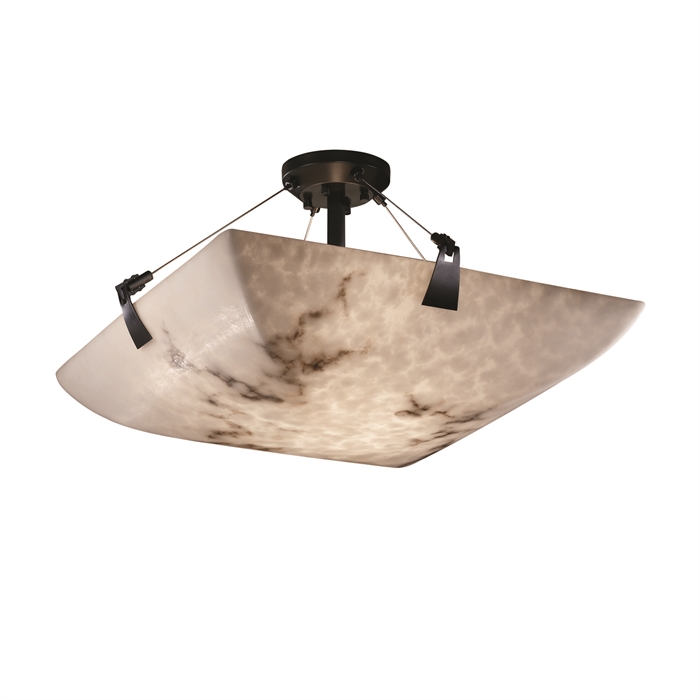 Justice Design Group FAL-9632-25-NCKL-LED5-5000 24" Semi-Flush Bowl W/ Tapered Clips - LED in Brushed Nickel