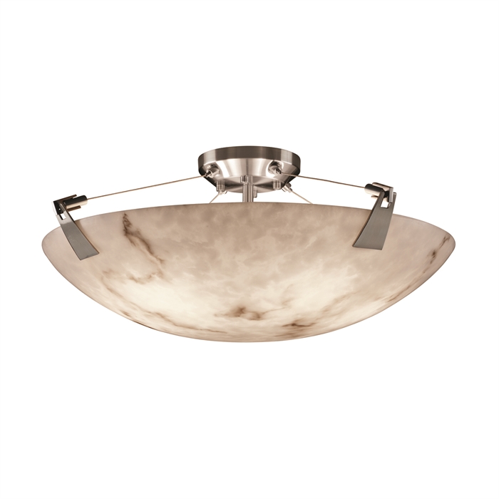 Justice Design Group FAL-9632-35-NCKL 24" Semi-Flush Bowl W/ Tapered Clips in Brushed Nickel