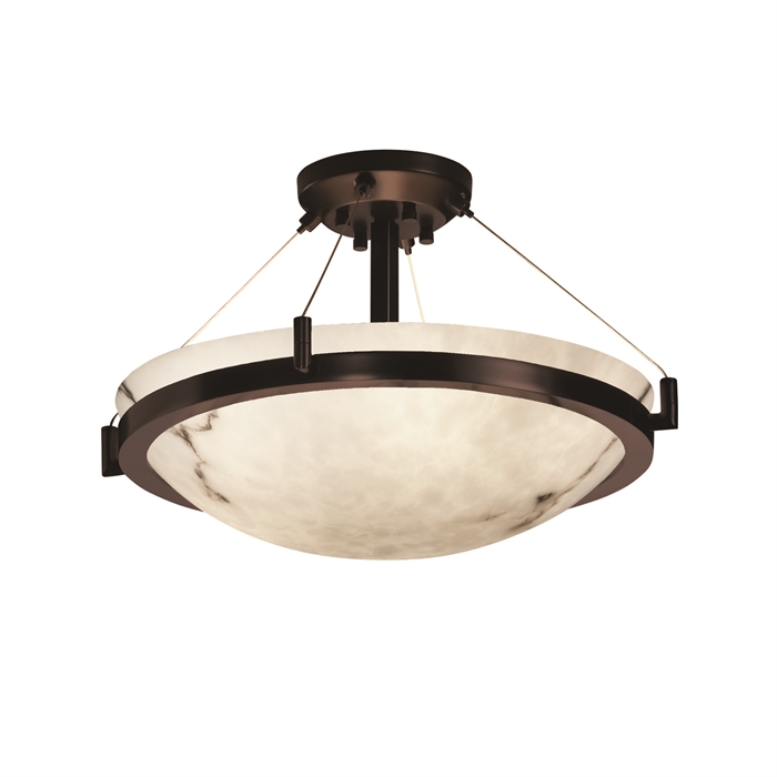 Justice Design Group FAL-9681-35-DBRZ-LED3-3000 18" Round Semi-Flush Bowl W/ Ring - LED in Dark Bronze