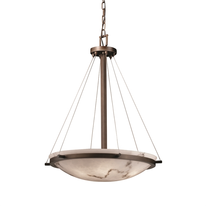 Justice Design Group FAL-9692-35-NCKL 24" Round Pendant Bowl W/ Ring in Brushed Nickel