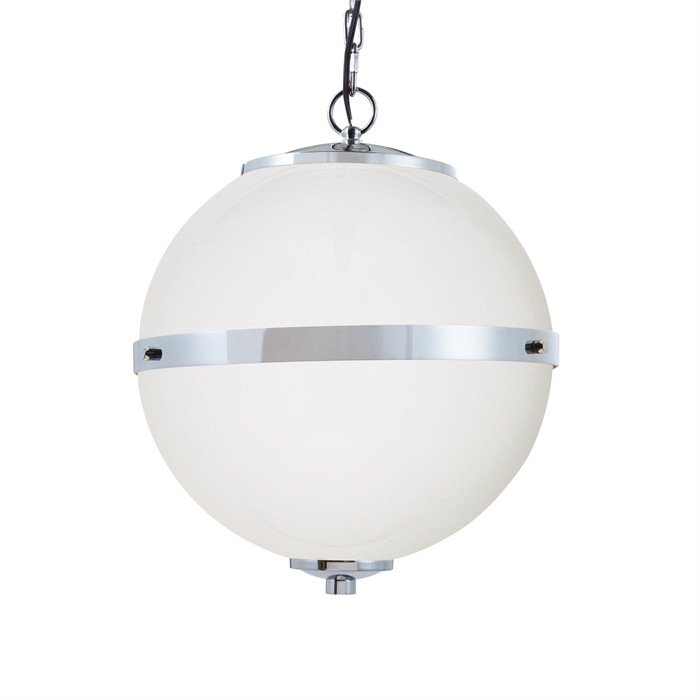 Justice Design Group FSN-8040-OPAL-CROM-LED4-2800 Imperial 17" LED Hanging Globe in Polished Chrome
