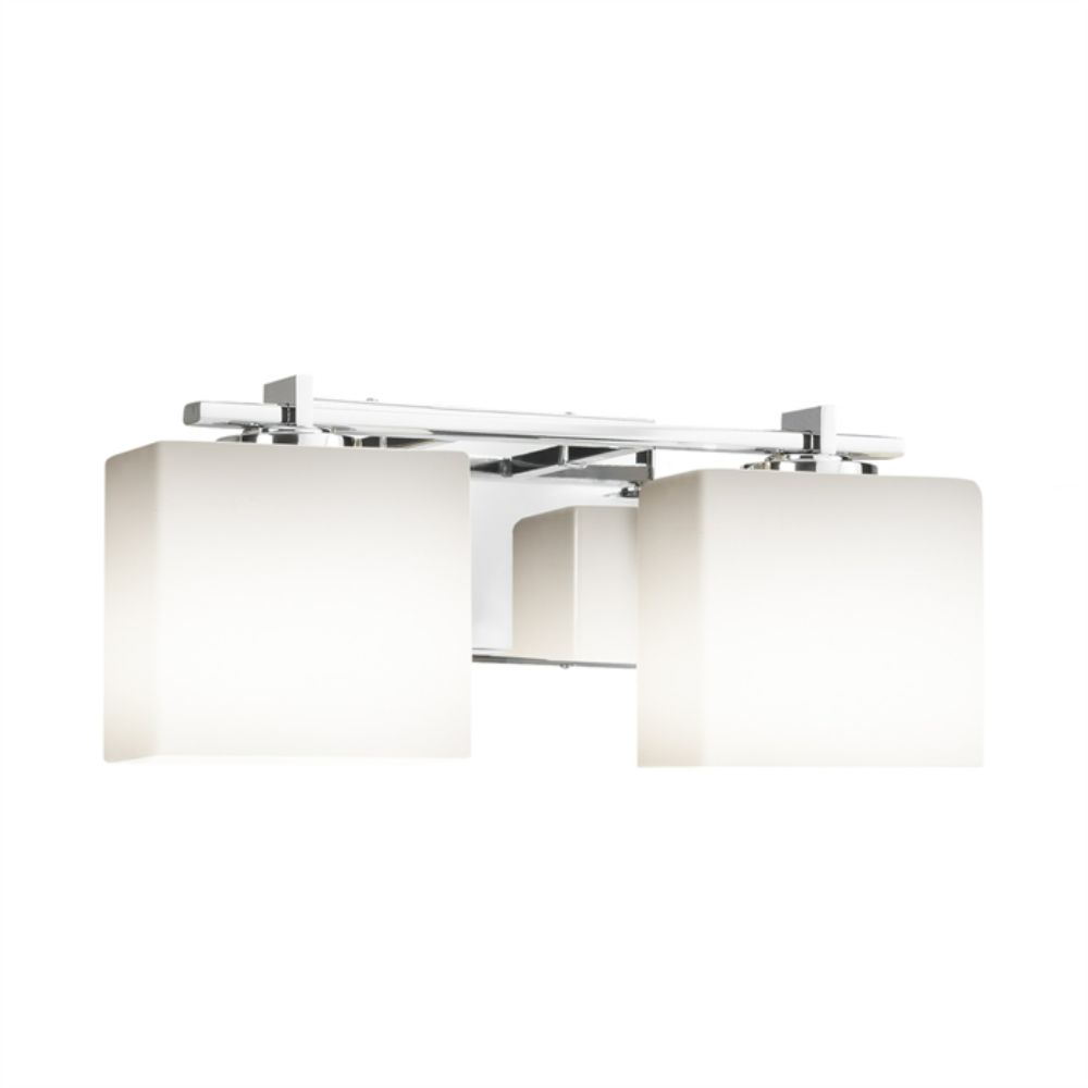 Justice Design Group FSN-8442-55-OPAL-CROM Era 2-Light Bath Bar in Polished Chrome