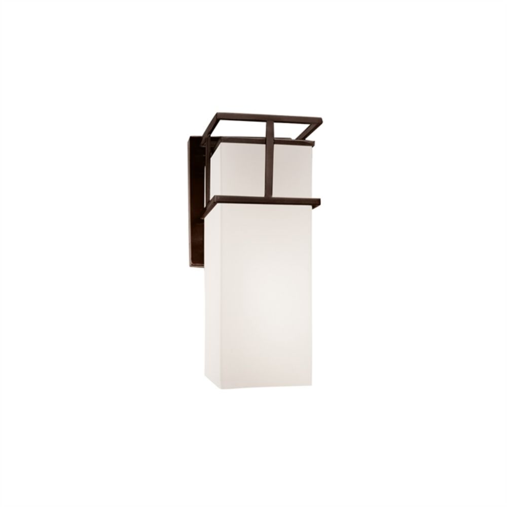 Justice Design Group FSN-8643W-OPAL-DBRZ Structure 1-Light Small Wall Sconce - Outdoor in Dark Bronze