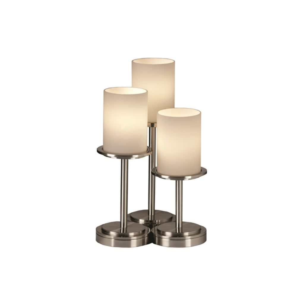 Justice Design Group FSN-8797-10-OPAL-NCKL Dakota 3-Light Table Lamp in Brushed Nickel