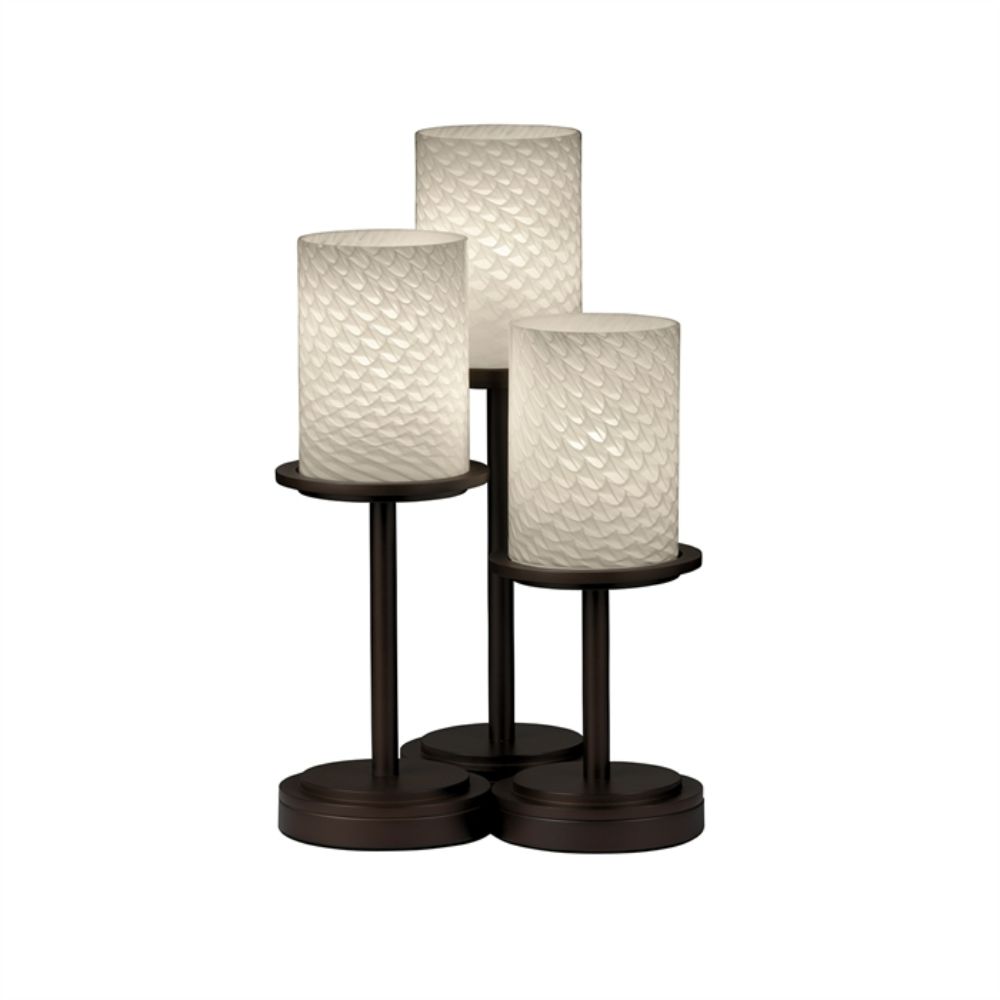 Justice Design Group FSN-8797-10-WEVE-MBLK Dakota 3-Light Table Lamp in Matte Black