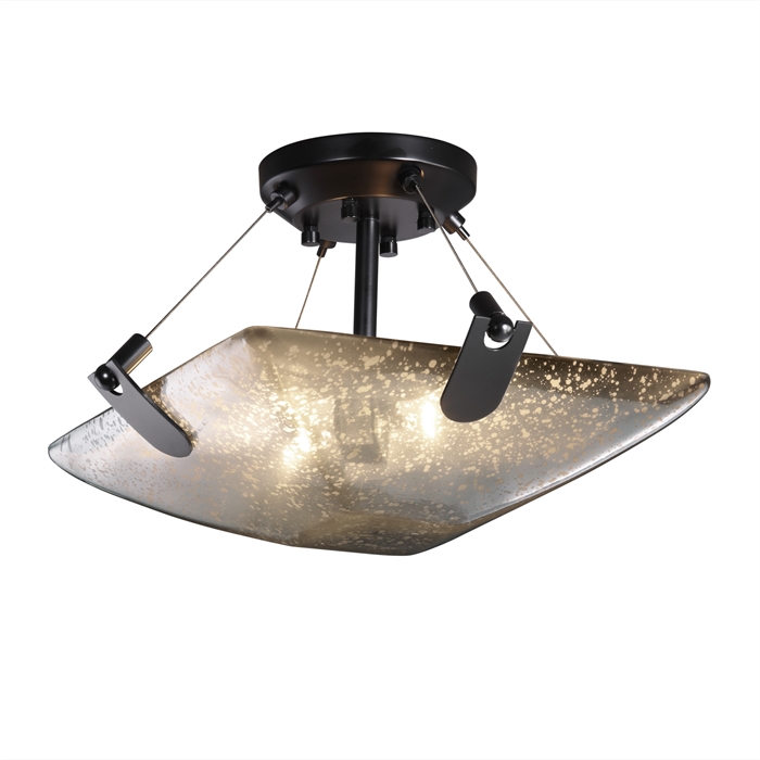 Justice Design Group FSN-9610-25-MROR-DBRZ-LED2-2000 14" Semi-Flush Bowl W/ U-Clips - LED in Dark Bronze