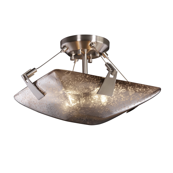 Justice Design Group FSN-9630-25-MROR-DBRZ-LED2-2000 14" Semi-Flush Bowl W/ Tapered Clips - LED in Dark Bronze