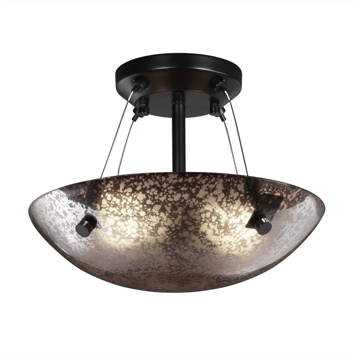 Justice Design Group FSN-9650-35-MROR-DBRZ-F1 14" Semi-Flush Bowl W/ Finials in Dark Bronze