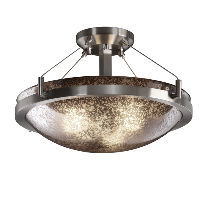 Justice Design Group FSN-9681-35-MROR-DBRZ-LED3-3000 18" Round Semi-Flush Bowl W/ Ring - LED in Dark Bronze