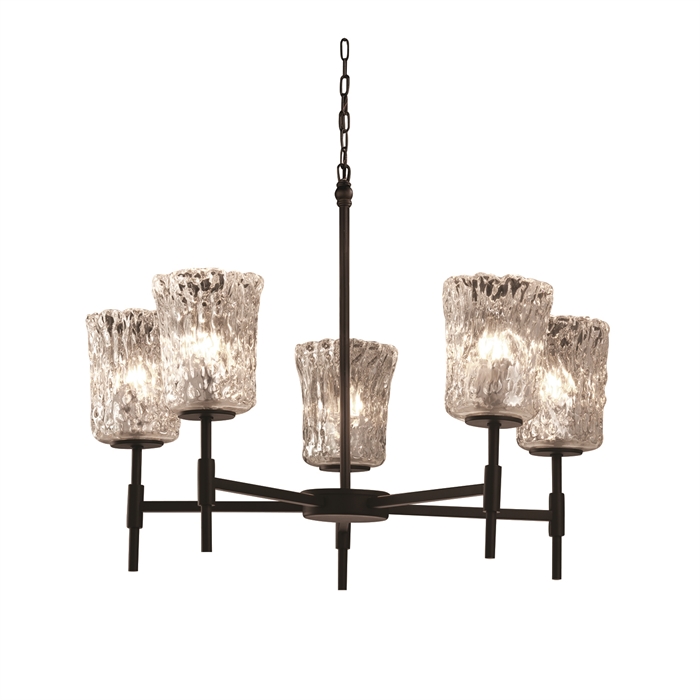 Justice Design Group GLA-8410-16-CLRT-CROM Union 5-Light Chandelier in Polished Chrome