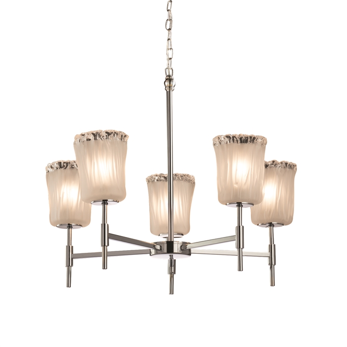 Justice Design Group GLA-8410-16-WTFR-CROM Union 5-Light Chandelier in Polished Chrome
