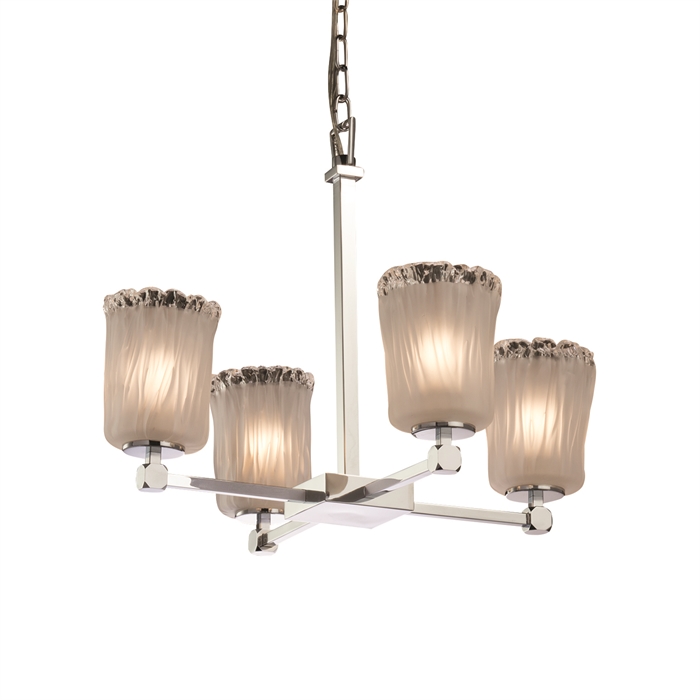Justice Design Group GLA-8420-16-WTFR-CROM Tetra 4-Light Chandelier in Polished Chrome