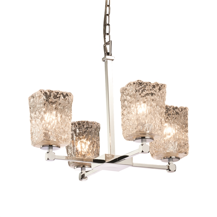 Justice Design Group GLA-8420-26-CLRT-CROM Tetra 4-Light Chandelier in Polished Chrome