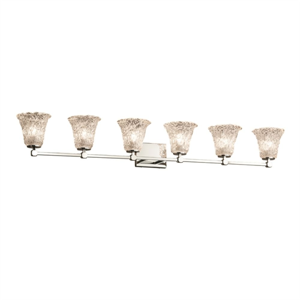 Justice Design Group GLA-8426-20-LACE-CROM Tetra 6-Light Bath Bar in Polished Chrome