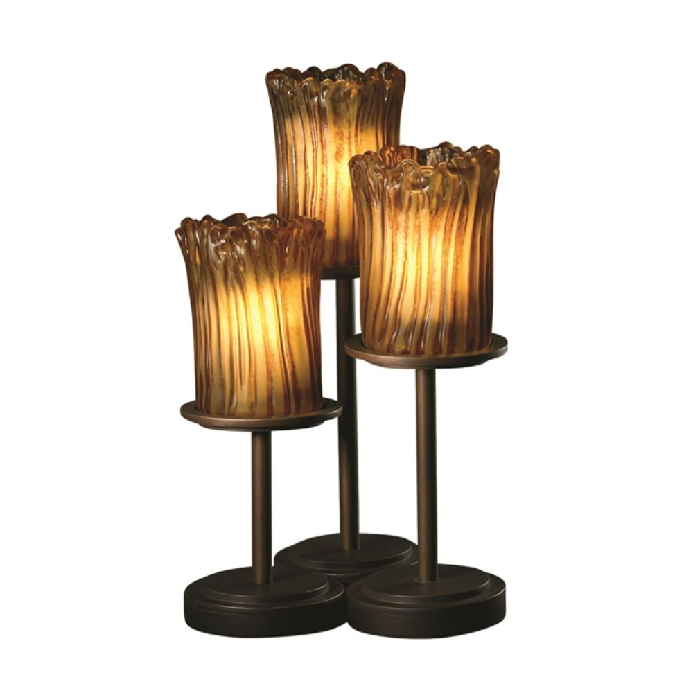 Justice Design Group GLA-8797-16-AMBR-DBRZ-LED3-2100 Dakota 3-Light Table Lamp - LED in Dark Bronze