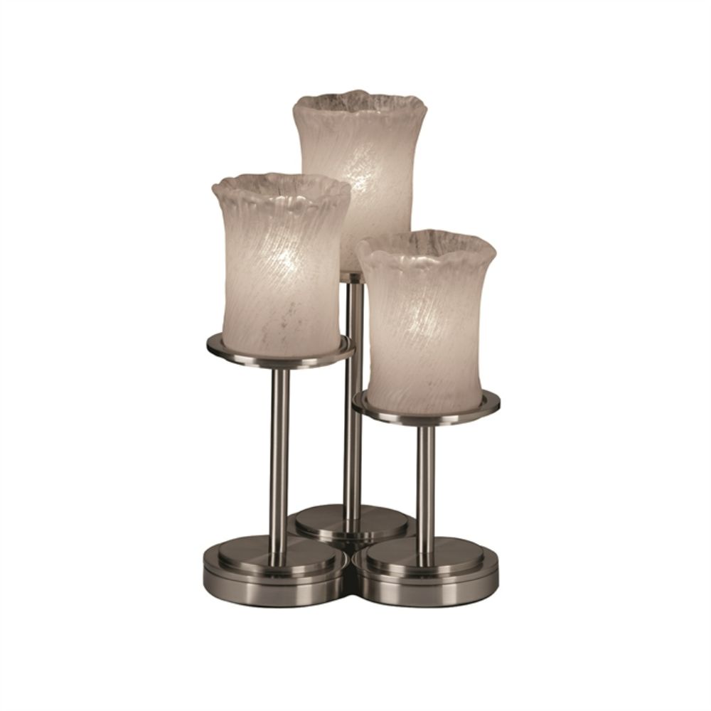 Justice Design Group GLA-8797-16-WHTW-DBRZ Dakota 3-Light Table Lamp in Dark Bronze