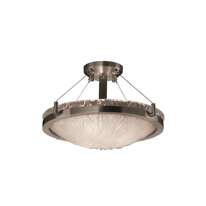 Justice Design Group GLA-9681-35-WTFR-DBRZ-LED3-3000 18" Round Semi-Flush Bowl W/ Ring - LED in Dark Bronze