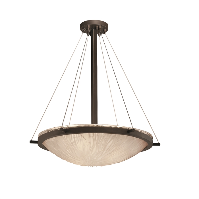 Justice Design Group GLA-9692-35-WTFR-NCKL 24" Round Pendant Bowl W/ Ring in Brushed Nickel