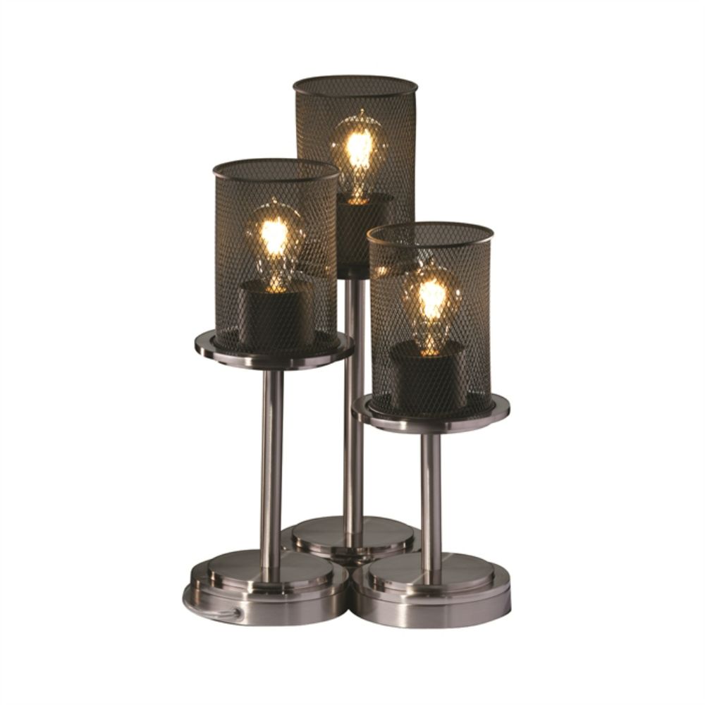 Justice Design Group MSH-8797-10-NCKL Dakota 3-Light Table Lamp in Brushed Nickel