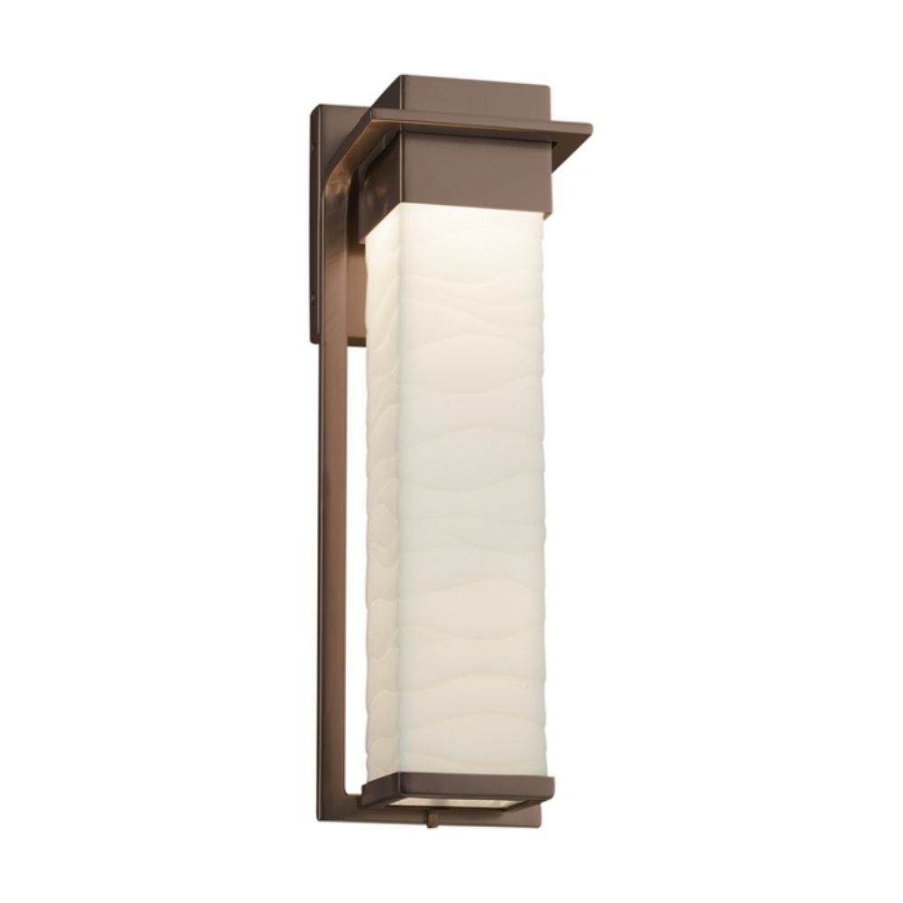 Justice Design Group PNA-7544W-WAVE-DBRZ Pacific Large Outdoor LED Wall Sconce in Dark Bronze