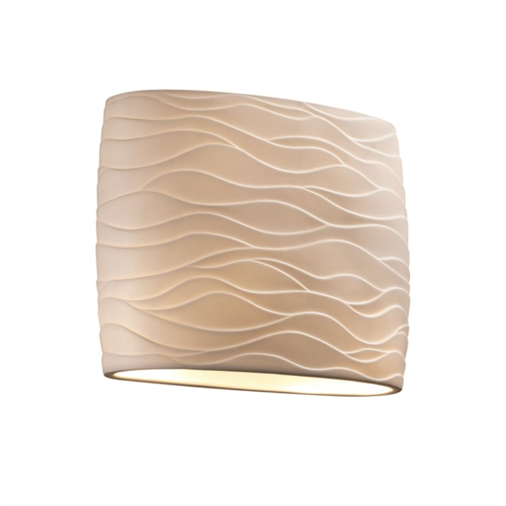 Justice Design Group PNA-8855-WAVE-LED2-2000 ADA Wide Oval Wall Sconce - LED in Faux Porcelain Resin