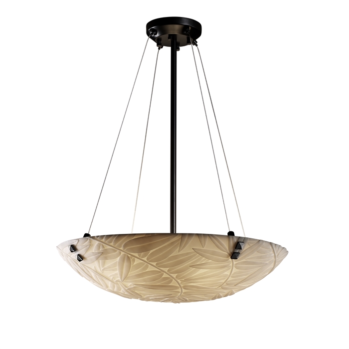 Justice Design Group PNA-9661-35-BMBO-DBRZ-F1 18" Pendant Bowl W/ PAIR CYLINDRICAL FINIALS in Dark Bronze