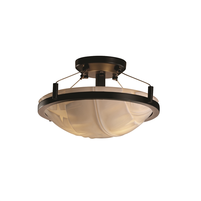 Justice Design Group PNA-9680-35-BANL-DBRZ-LED2-2000 14" Round Semi-Flush Bowl W/ Ring - LED in Dark Bronze