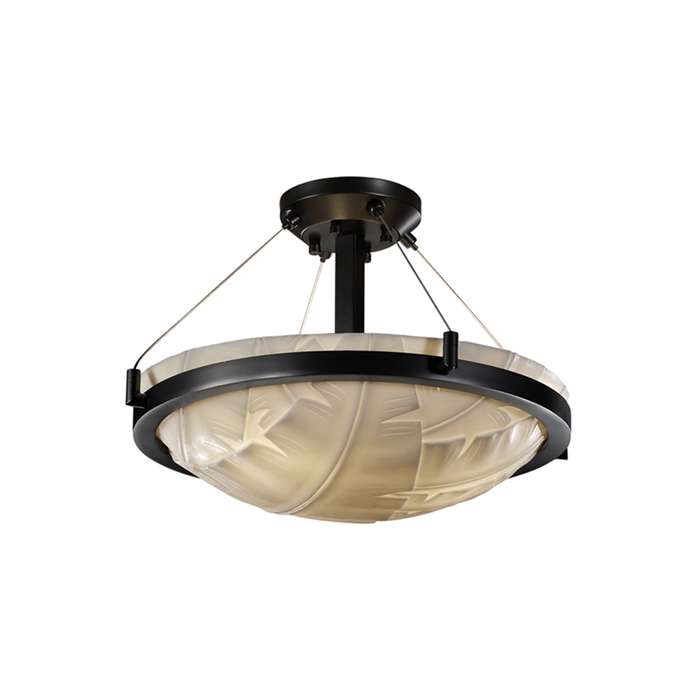 Justice Design Group PNA-9681-35-BANL-DBRZ-LED3-3000 18" Round Semi-Flush Bowl W/ Ring - LED in Dark Bronze