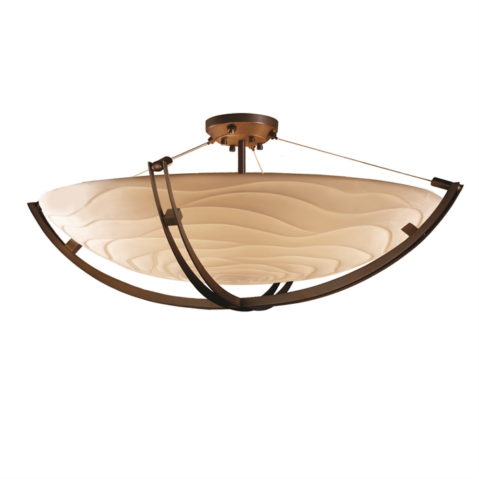 Justice Design Group PNA-9717-35-WAVE-DBRZ-LED6-6000 48" Semi-Flush Bowl W/ Crossbar - LED in Dark Bronze