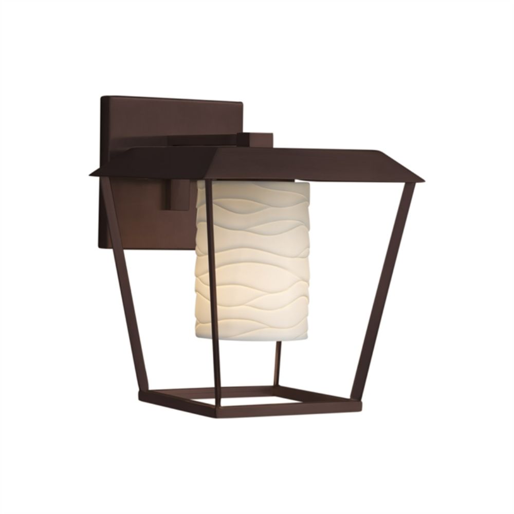 Justice Design Group POR-7554W-10-WAVE-NCKL Patina Large 1-Light Outdoor Wall Sconce in Brushed Nickel