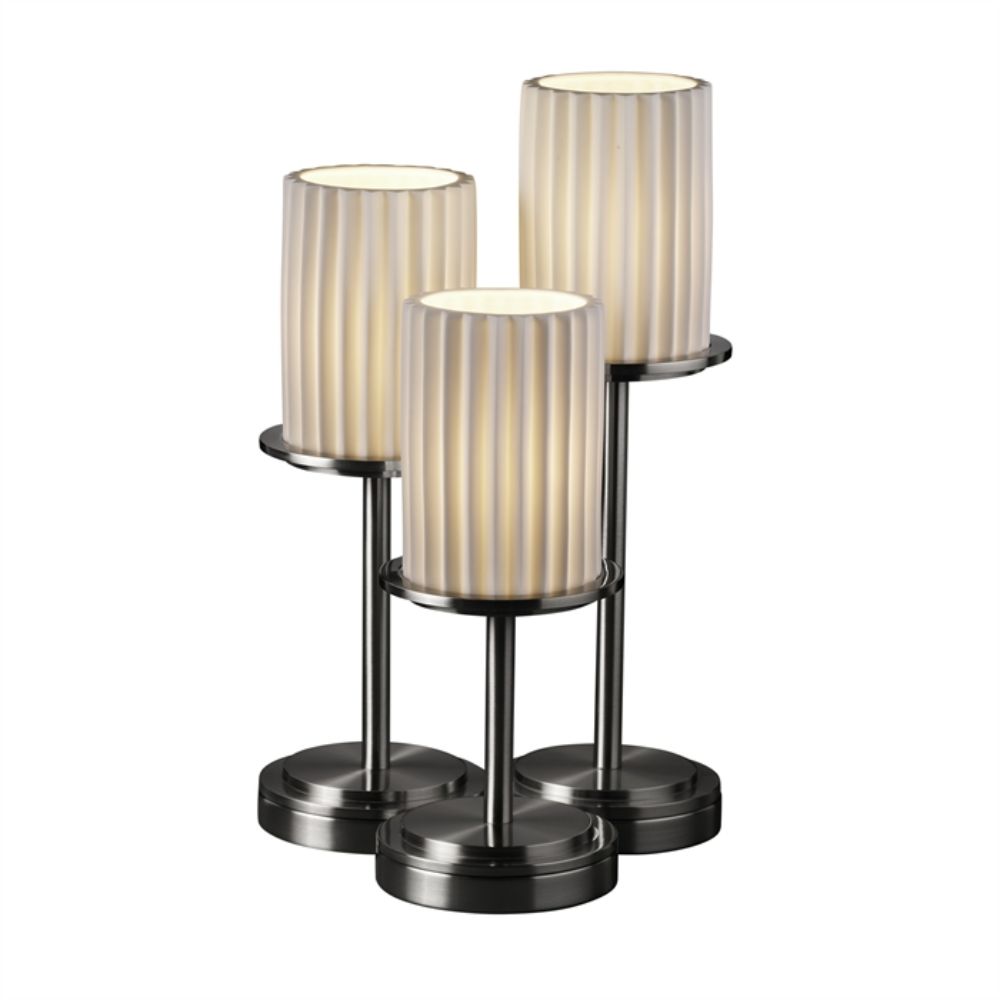 Justice Design Group POR-8797-10-PLET-MBLK Dakota 3-Light Table Lamp in Matte Black