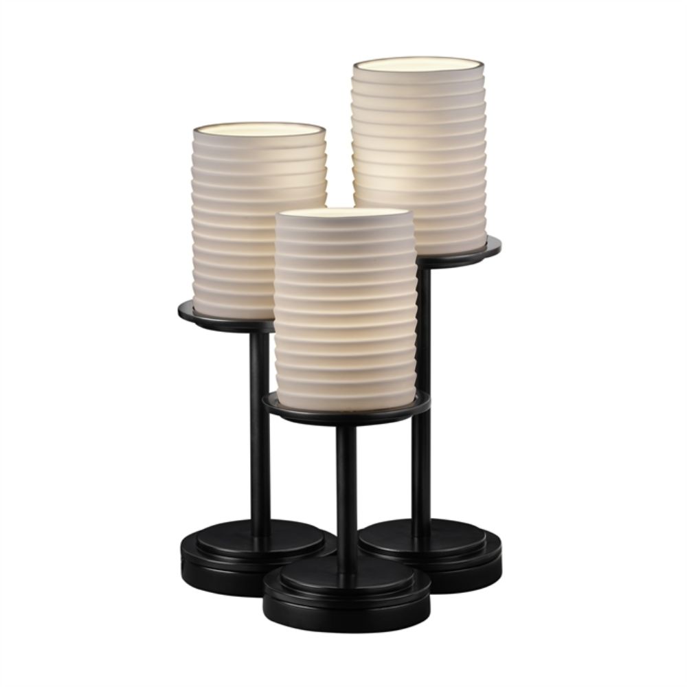 Justice Design Group POR-8797-10-SAWT-MBLK-LED3-2100 Dakota 3-Light Table Lamp - LED in Matte Black