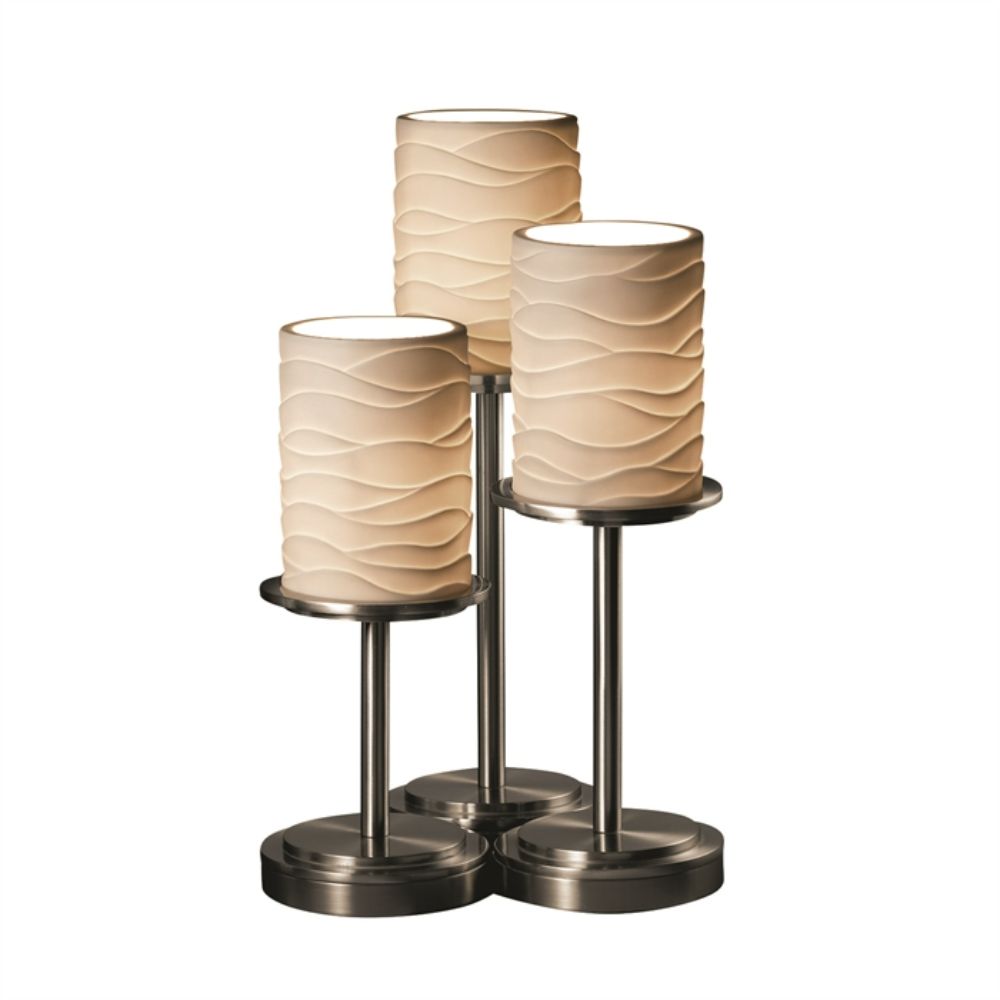 Justice Design Group POR-8797-10-WAVE-DBRZ-LED3-2100 Dakota 3-Light Table Lamp - LED in Dark Bronze
