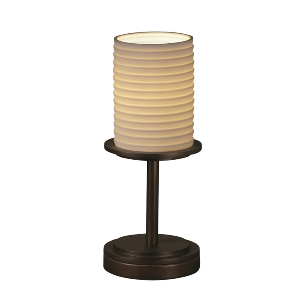 Justice Design Group POR-8798-10-SAWT-DBRZ Dakota 1-Light Table Lamp (Short) in Dark Bronze
